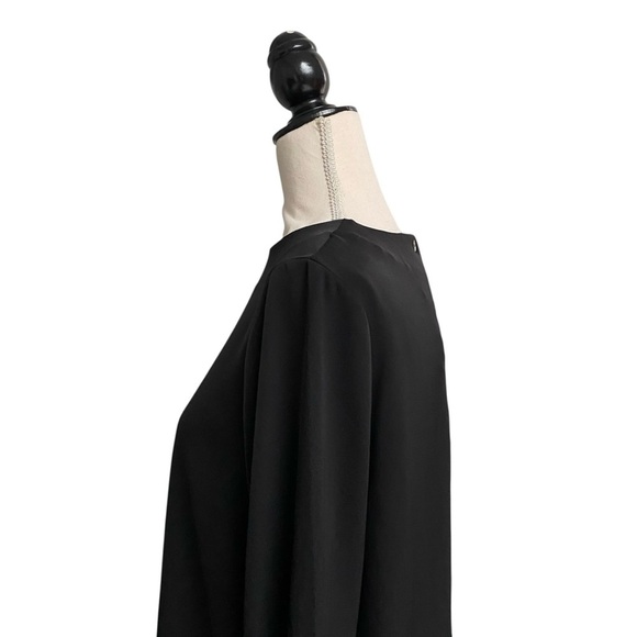 Carmen Marc Valvo Black Ruffle Bell Sleeve Blouse Sz 6 Elegant Statement Top NWT - Picture 6 of 14